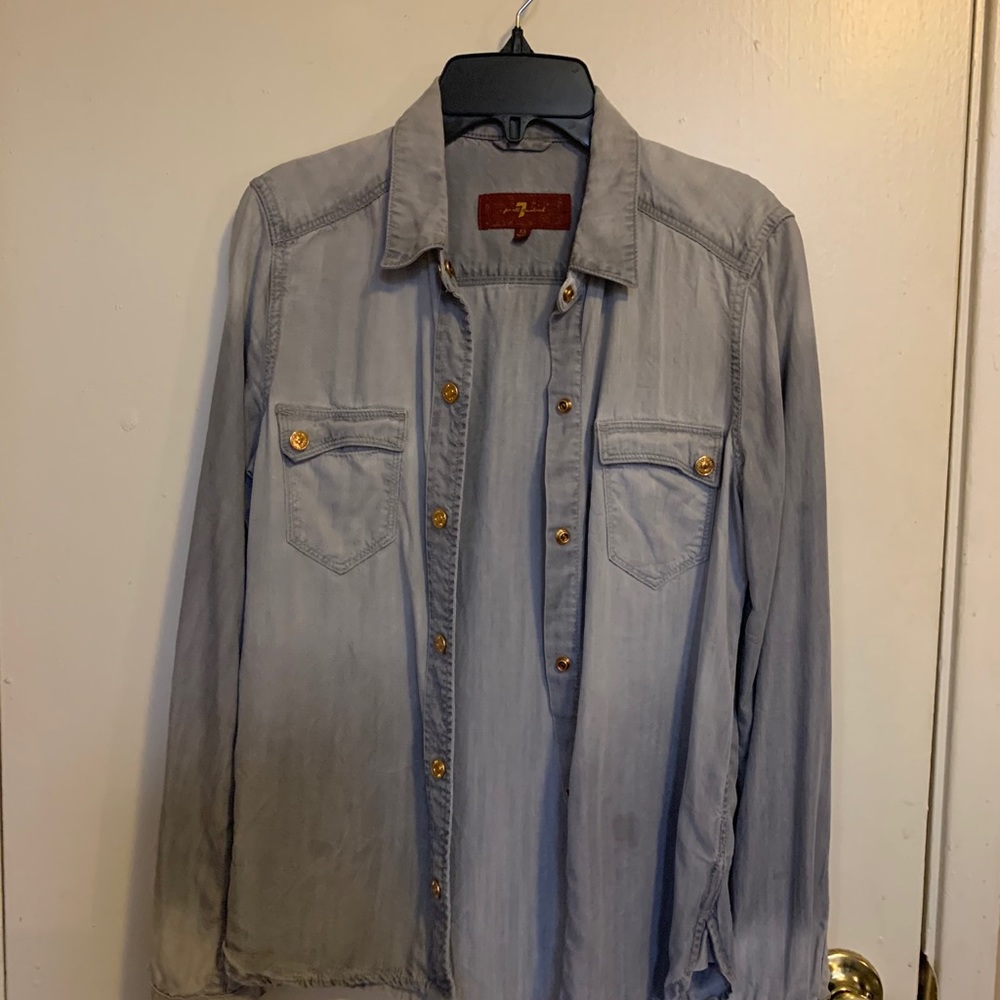 7 For all mankind Flap pocket denim shirt grey